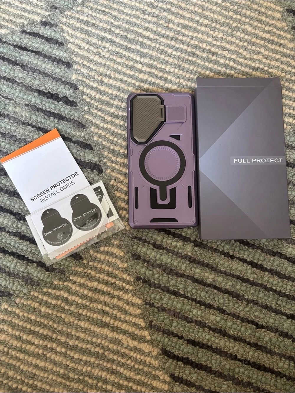 Heavy-Duty Purple Phone Case with Kickstand & Ring